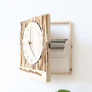 木电表箱装饰画带钟表挂墙客厅挂钟电闸配电盒遮挡电箱时钟免打孔