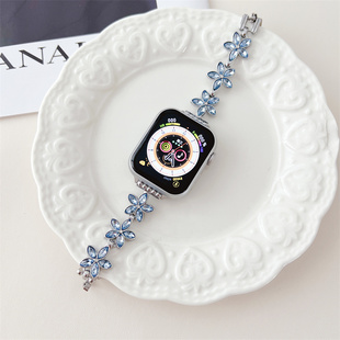 创意花瓣细腕表带适用AppleWatch苹果手表iWatch2/3/4/5代6镶钻78