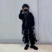春秋青少年男童街舞潮牌宽松运动套装骷髅头卫衣，个性运动裤两件套