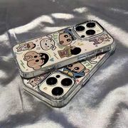 日系卡通超人小新表情适用iphone14promax苹果13手机壳12小众创意11透明软壳14pro高级感13pro情侣全包保护套