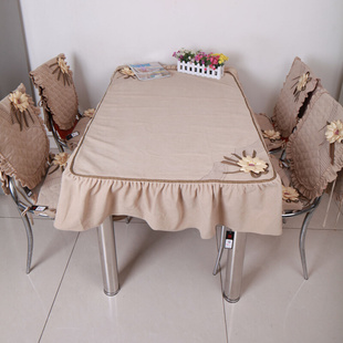 。布艺餐桌布套件9件13件套带椅垫背绗缝坐垫