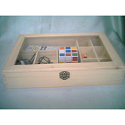 木质10格收纳盒玻璃盖首饰盒 化妆盒 展示盒 饰品盒 木盒女生