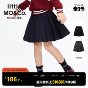 little moco童装春秋女童半身裙裙子儿童黑色百褶裙学院风短裙