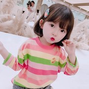女童长袖t恤2022儿童秋装，上衣韩版1-7岁小童女，宝宝洋气打底衫