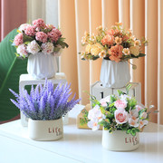 仿真花小摆件玫瑰向日葵，雏菊假花塑料装饰花盆栽，客厅餐桌花艺摆设