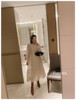 韩国原单东大门精致透视欧根纱荷叶花边长袖，连衣裙春秋女两件套
