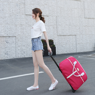 多花色拉杆包旅行包女手提韩版短途衣服，简约行李袋学生男轻便