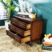 美式乡村复古典实木斗柜，欧式卧室三斗橱抽屉柜，储物柜边柜玄关柜子
