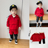 男童秋装套装中小童红色卫衣假两件裤子宝宝洋气衣服运动两件套潮