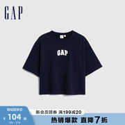 Gap女装早春LOGO学院风运动短袖T恤高级时尚休闲短款上衣857731