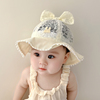 韩版婴儿帽子夏季渔夫网帽蕾丝夏天遮阳防晒可爱超萌女宝宝公主帽