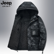 jeep吉普工装棉衣外套，男士冬季大码宽松棉服，加肥加大胖子保暖夹克
