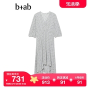 b+ab女装中袖连衣裙2023夏季时髦个性不规则下摆长裙1138S