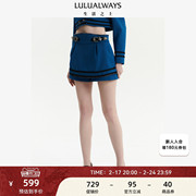 商场同款LULUALWAYS秋季时尚A字设计感休闲蓝色短裤女