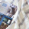 出口订单剩余原白色+蓝色，条纹纯亚麻床单，柔软水洗沙发盖巾双人床