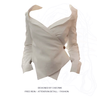 大码胖mm法式高级感小众设计别致独特气质白色衬衫春季一字肩上衣