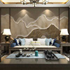 新中式抽象轻奢山脉浮雕山水墙布，电视背景墙壁纸客厅沙发墙纸壁画