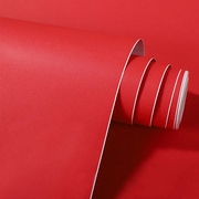 红色墙纸自粘纯色防水贴纸10米背景墙，中国红壁纸，自带胶婚庆即时贴
