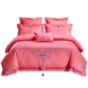 婚庆四件套粉色结婚床品被套被套床盖床罩四件套床上Y用品六七件