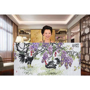 临摹董卿字画花鸟手绘四尺横幅名人字画紫气东来装饰收藏证书