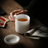 敬廉白瓷羊脂玉带盖过滤办公杯带内胆茶水分离水杯个人陶瓷泡茶杯