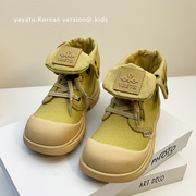 儿童靴子2024春秋男童帆布，马丁靴女童软底，小黄靴宝宝鞋子透气