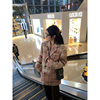 王少女(王少女)的店，粉色格子纹西装毛呢外套，2024秋冬高级感气质中长款大衣