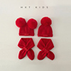 红色大毛球洋气婴儿帽子，围巾套装秋冬季保暖交叉围脖拜年两件套