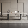 意式轻奢岩板餐桌现代简约家用长方形不锈钢设计师创意餐桌椅组合
