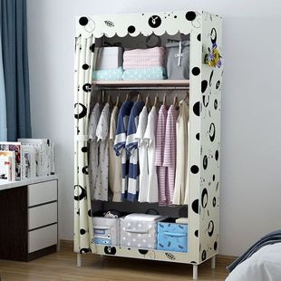 简易衣柜出租房用布艺简约现代卧室经济型单人，组装加固家用布衣柜