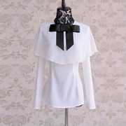 贝琳格2024春装女士通勤斗篷优雅白色衬衫修身显瘦衬衣法式OL