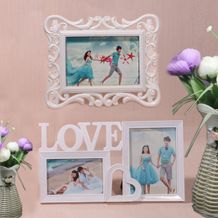 7寸欧式相框摆台创意儿童，婚纱love组合相片，架写真简约白色长方形