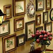 美式乡村照片墙客厅餐厅相框，墙组合挂墙欧式装饰画，田园花卉相