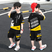 童装男童街舞夏装短袖套装2024帅洋气中大儿童运动韩版两件套