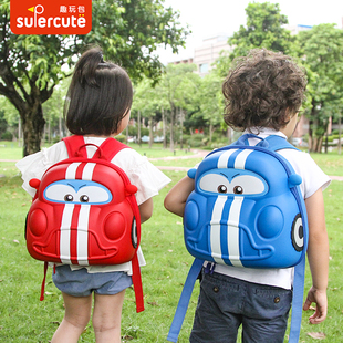 supercute儿童书包男孩双肩包男童宝宝小汽车幼儿园超级飞侠背包