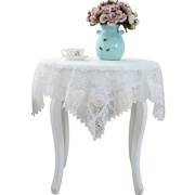 玻璃纱绣花小圆桌桌布纯白蕾丝，家用休闲台布阳台，餐桌布圆茶几桌布