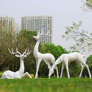 玻璃钢抽象梅花鹿雕塑户外园林景观小品花园草坪装饰公园麋鹿摆件