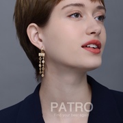 patro原创设计珠宝级，工艺注金真空，电镀24k黄金全钻灵动耳线