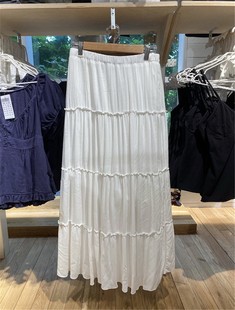 bm白色半身裙夏季纯色，百搭长裙短裙蛋糕裙女lizzyskirt