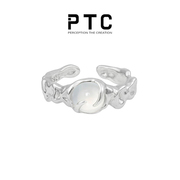 PTC雾中月原创银戒指小众设计冷淡风清冷高级感新中式白玛瑙男女