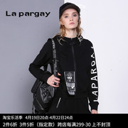 Lapargay纳帕佳2024时尚个性漂唛贴布短外套黑白上衣女装显瘦
