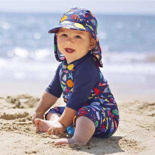 儿童泳衣中小男童女宝宝可爱沙滩度假防晒连体长袖婴幼儿温泉泳装