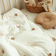 韩国INS刺绣熊婴幼儿纯棉保暖被芯冬季加厚儿童柔肤被新生儿包被