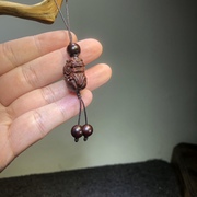 印度小叶紫檀木作精雕刻招财貔貅小挂件木雕小手机链包包挂