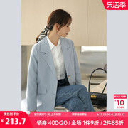 奈格薇儿小个子蓝色西装外套女2024年春秋气质通勤休闲西服上衣