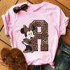 leopardlettertshirt26豹纹字母，老鼠印花男女，粉色亲子短袖t恤