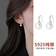 925纯银天然珍珠耳环，女小众设计感养耳洞耳钉，复古气质耳钩耳饰品