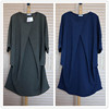 外贸日本品牌夏女士灰绿深蓝色圆领套头薄款宽松五分袖中长款衬衫