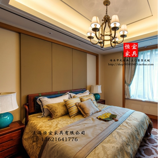 刺猬紫檀1.8米双大人床实木家具简约现代红木新中式花梨木婚床