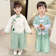 儿童汉服春装中国风男童演出服女童古风唐装幼儿园表演服套装